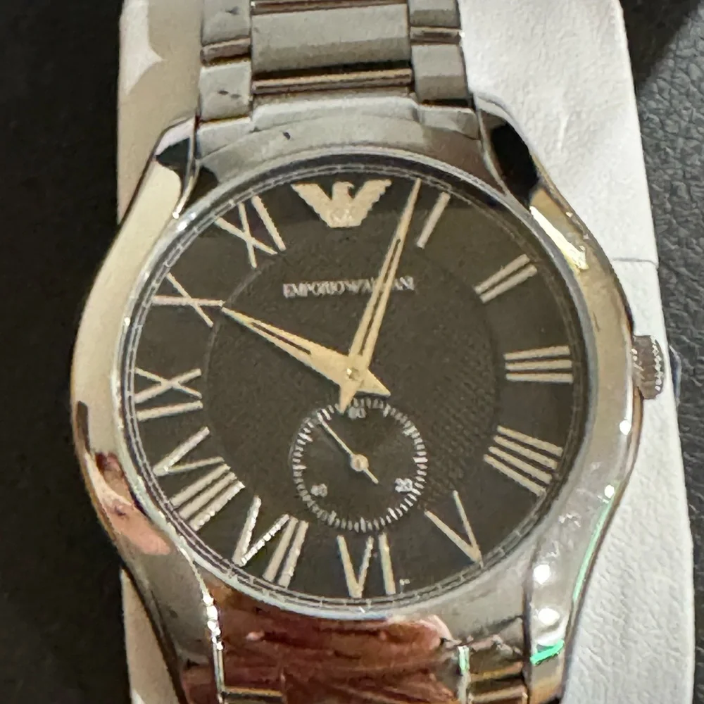 Emporio Armani Silver and Black Men's Watch
